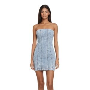 Alice + Olivia Palmer Strapless Denim Mini Dress NWT Size 0